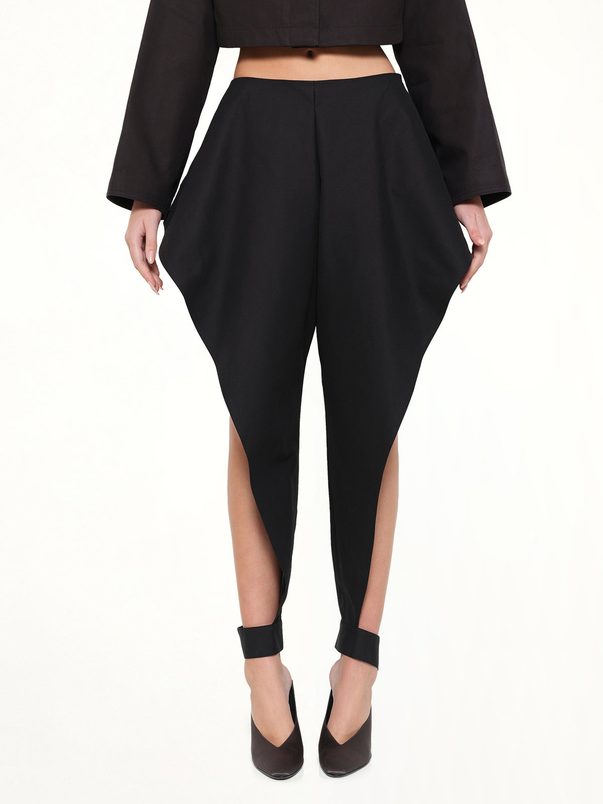Tailored Viscose Triangle Pants in Black