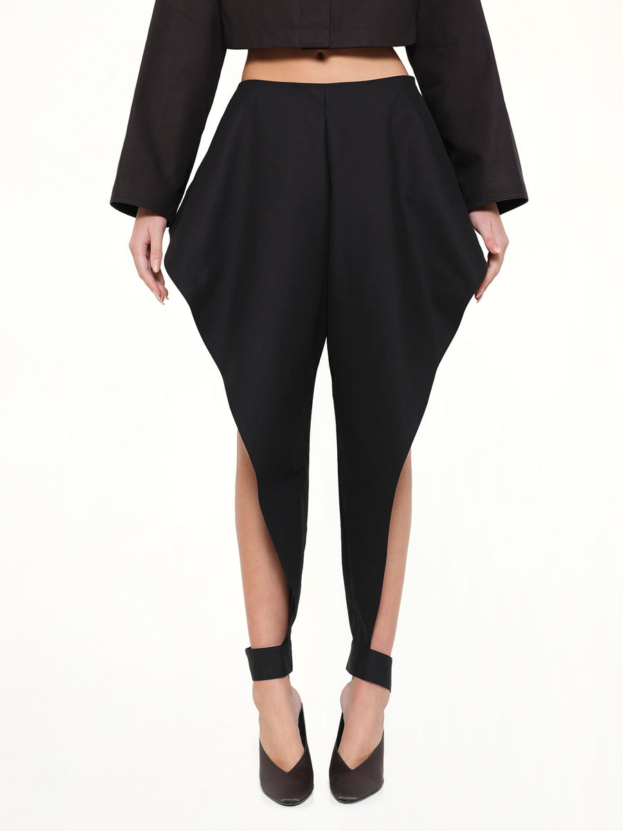 Tailored Viscose Triangle Pants in Black