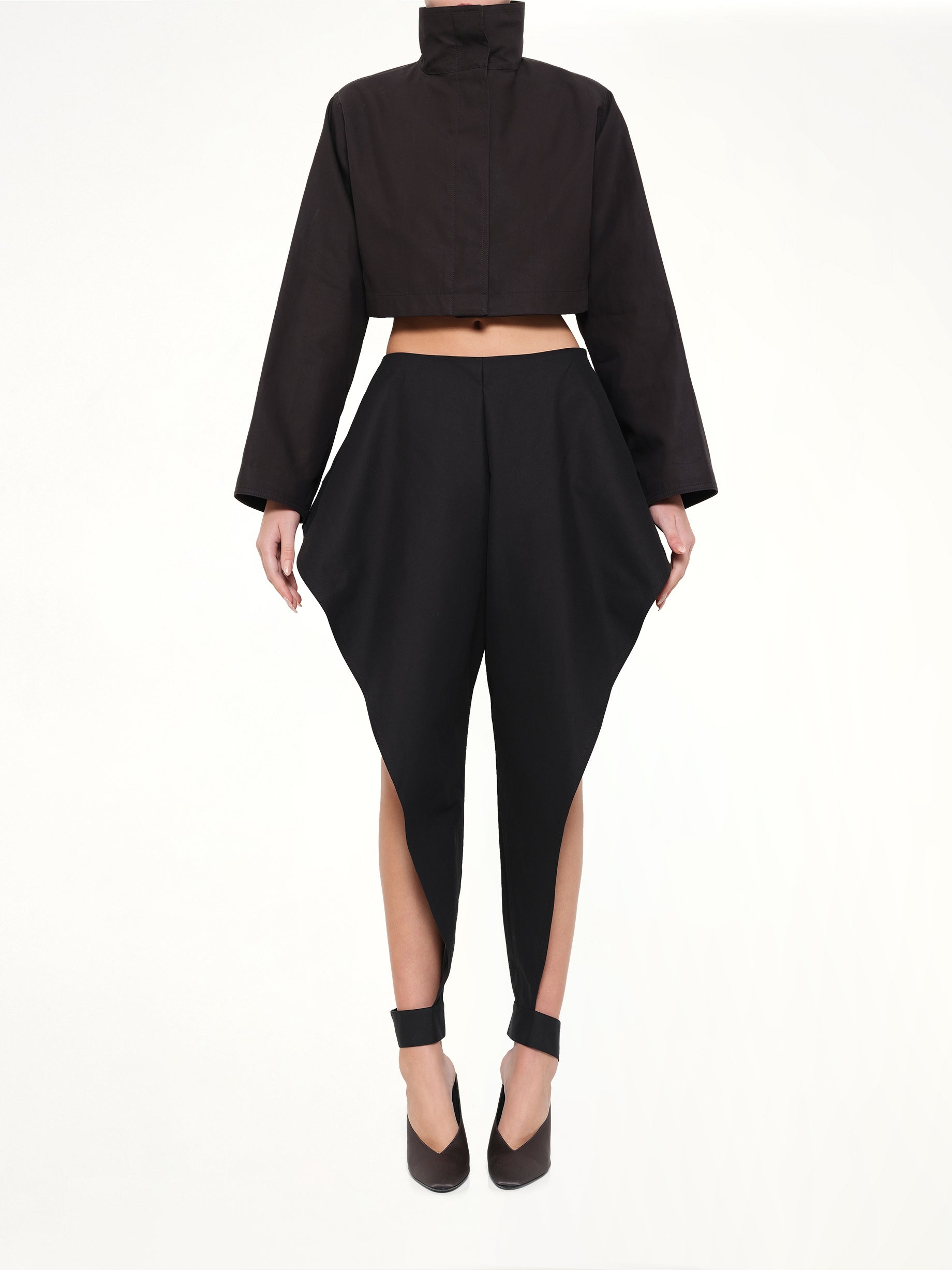 Tailored Viscose Triangle Pants in Black