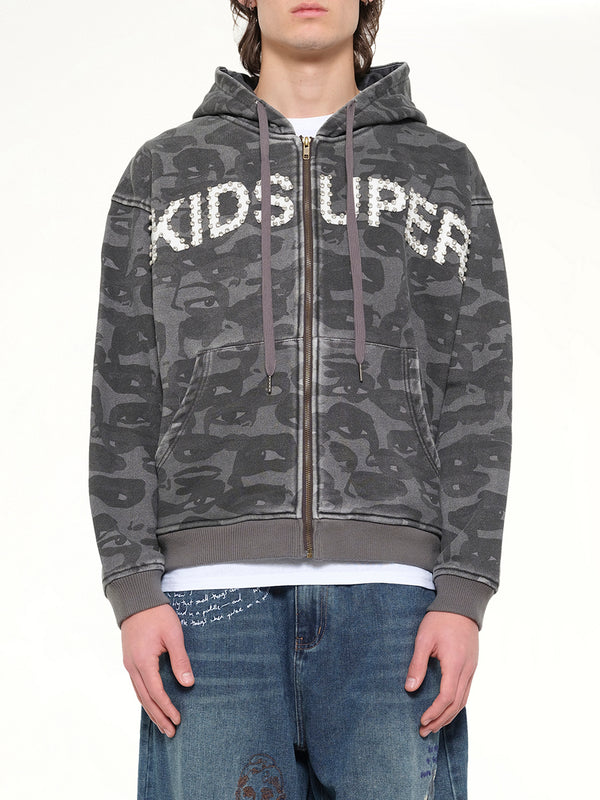 Face Camo Hoodie in Black