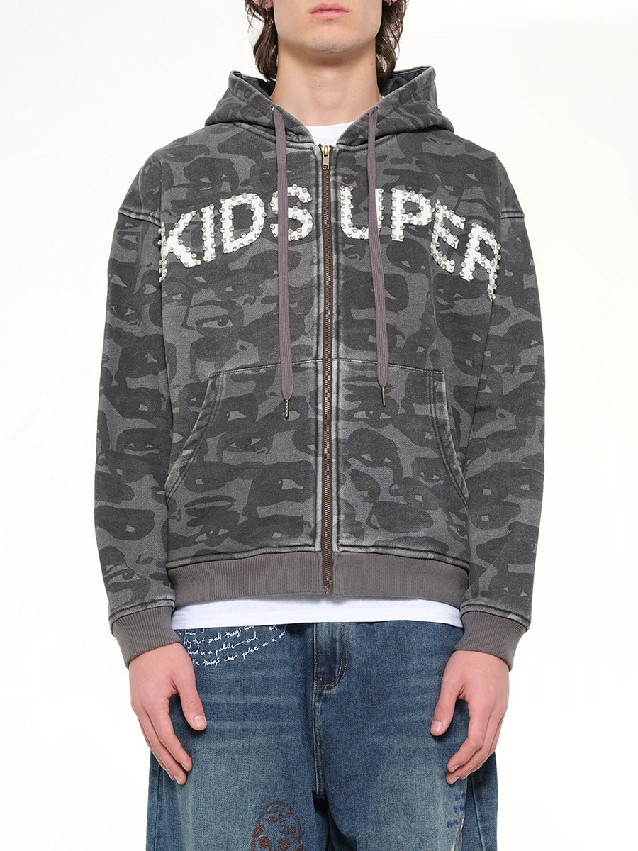 Face Camo Hoodie in Black