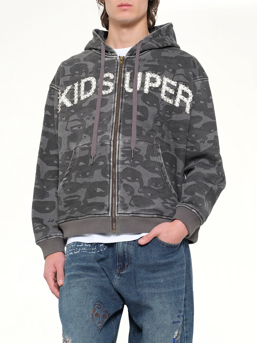 Face Camo Hoodie in Black
