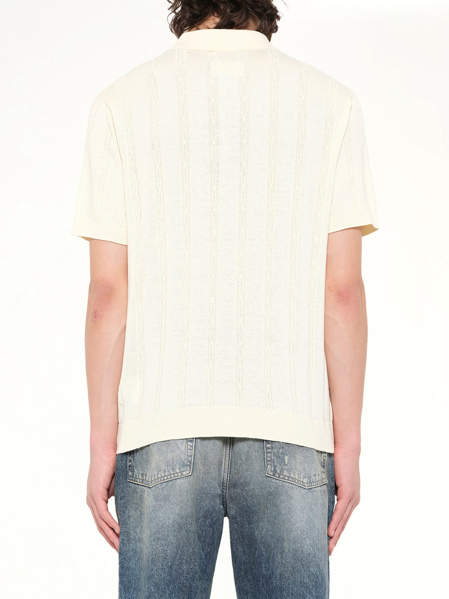 Painters Logo Knit Polo in Cream