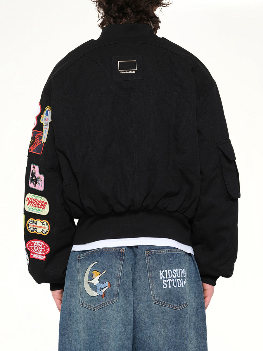 Patches Bomber Jacket in Black