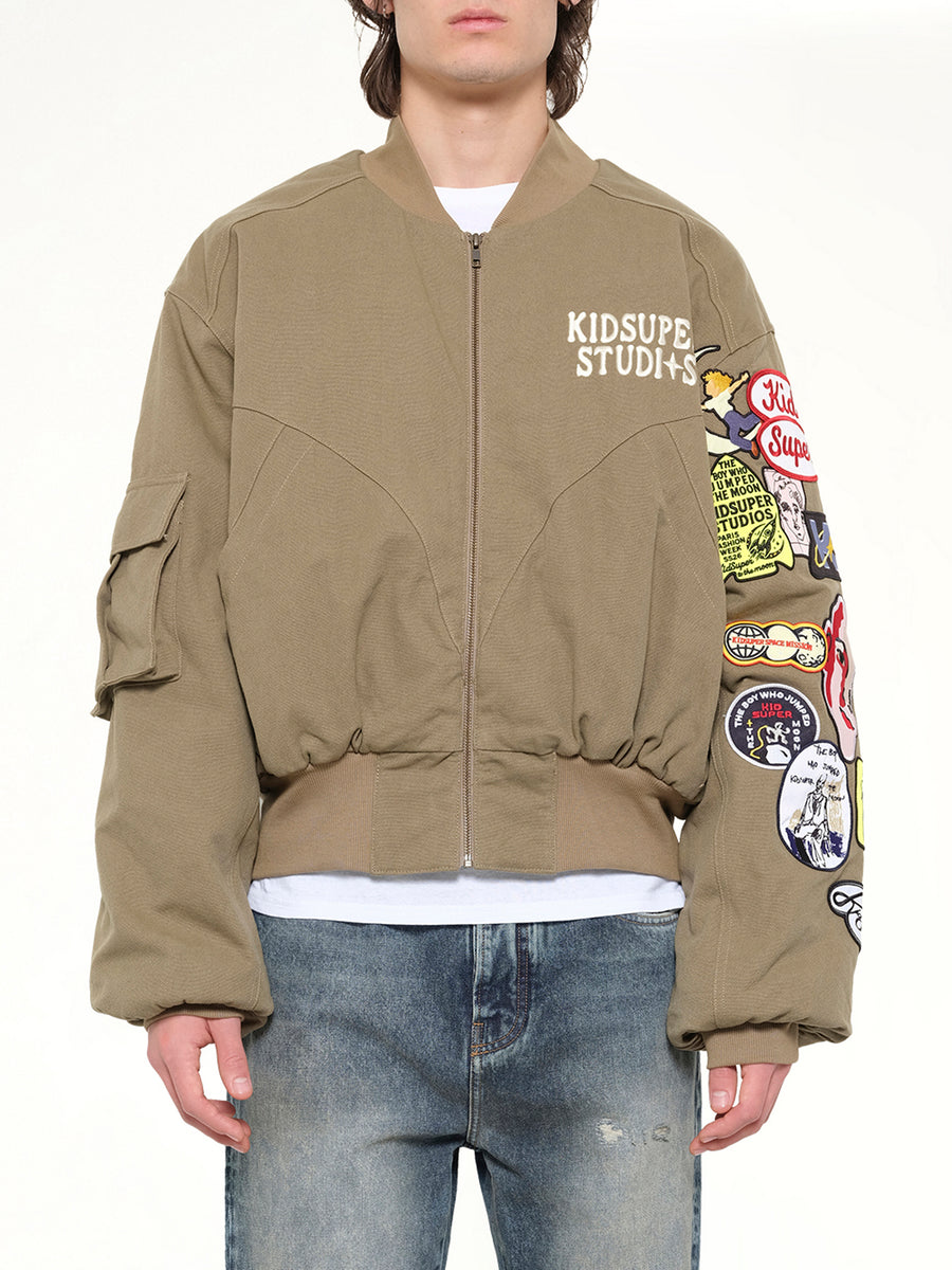 Patches Bomber Jacket in Green