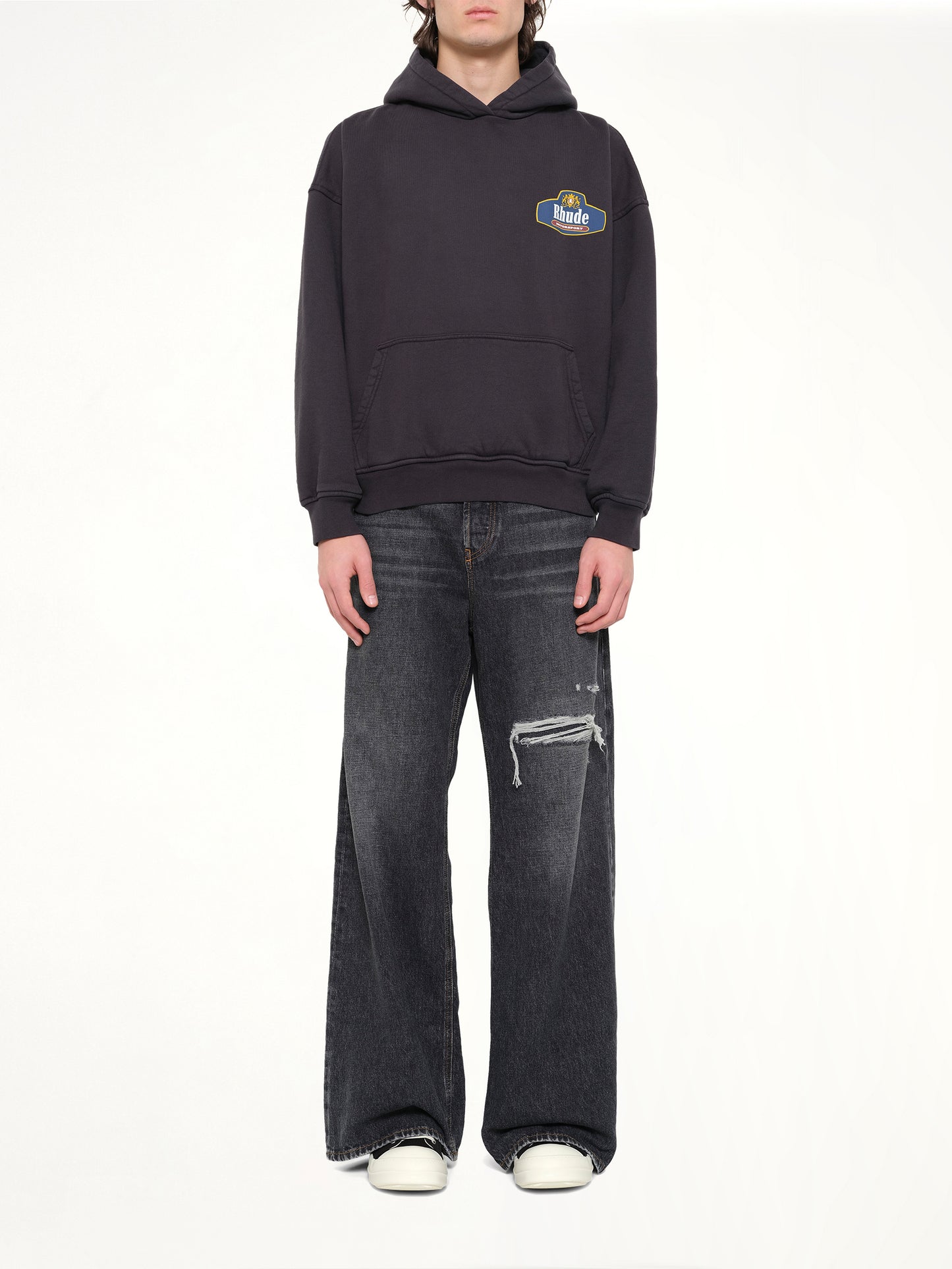 Racing Crest Hoodie in Vintage Black