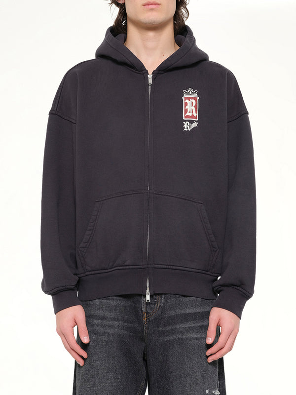 Rhude Fumar 91 Zip-Up Hoodie in Vintage Black