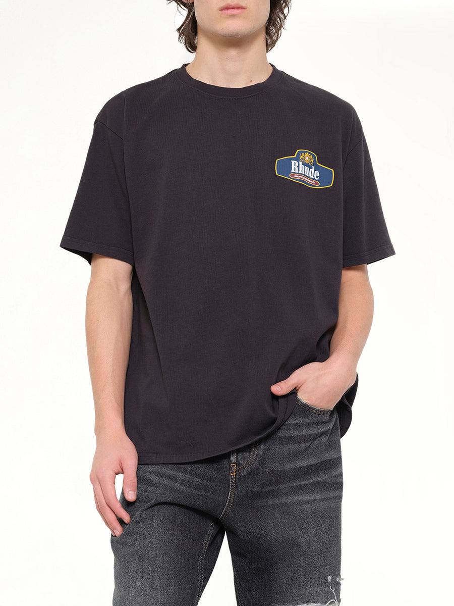 Rhude Racing Crest T-Shirt in Vintage Black