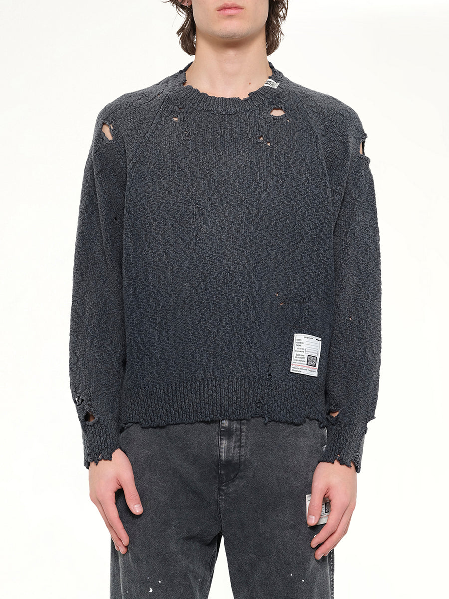Sun Faded Knit Pullover in Black