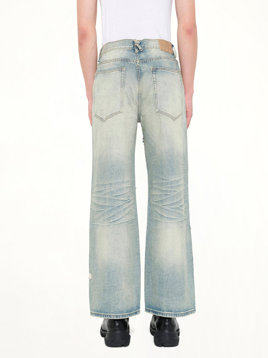 Studded Face Jeans in Blue
