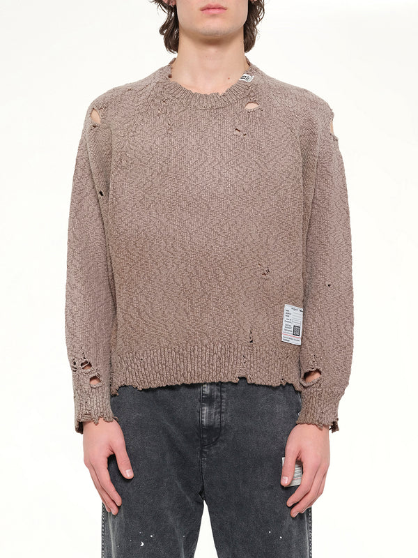 Sun Faded Knit Pullover in Brown