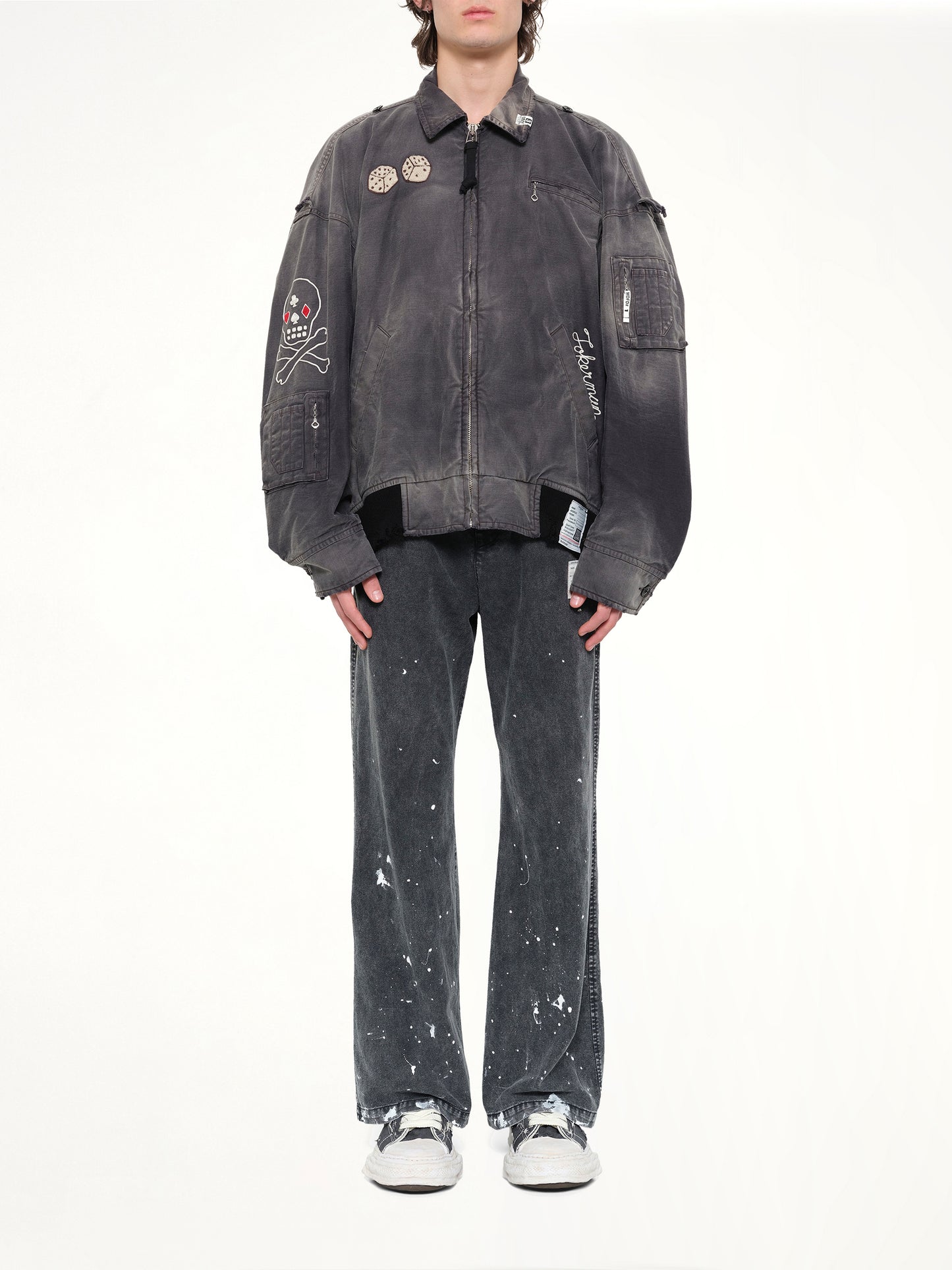 Sun Faded Military Jacket in Black