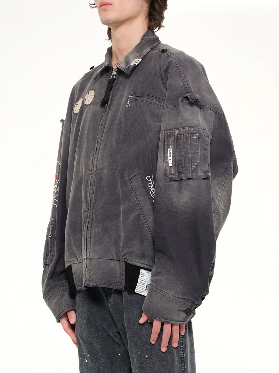 Sun Faded Military Jacket in Black