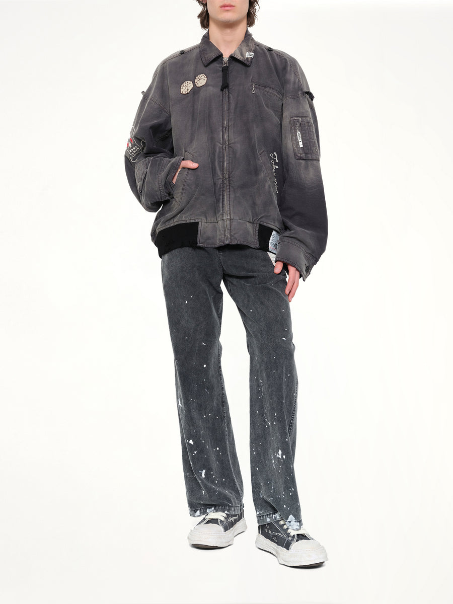 Sun Faded Military Jacket in Black