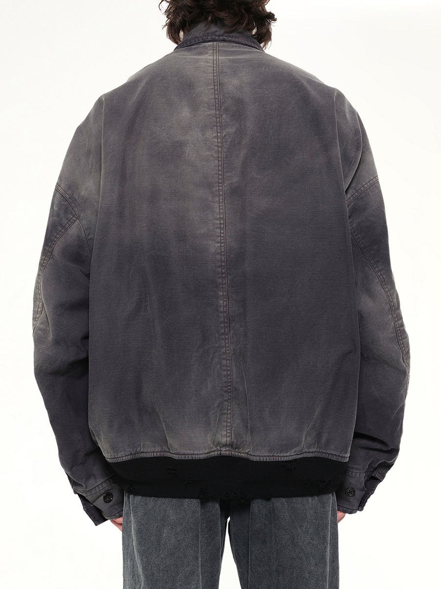 Sun Faded Military Jacket in Black
