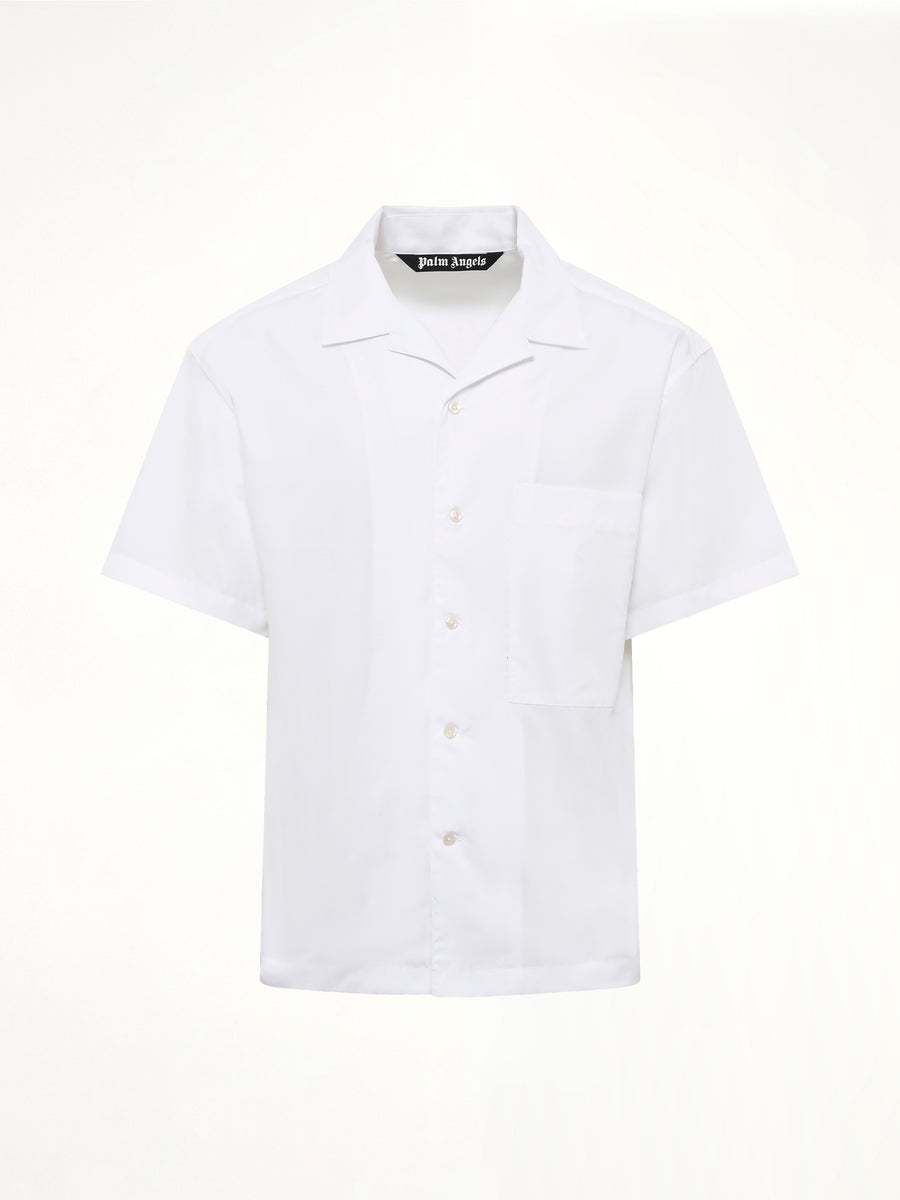 B Curved Logo Bowling Shirt in Off White/Black