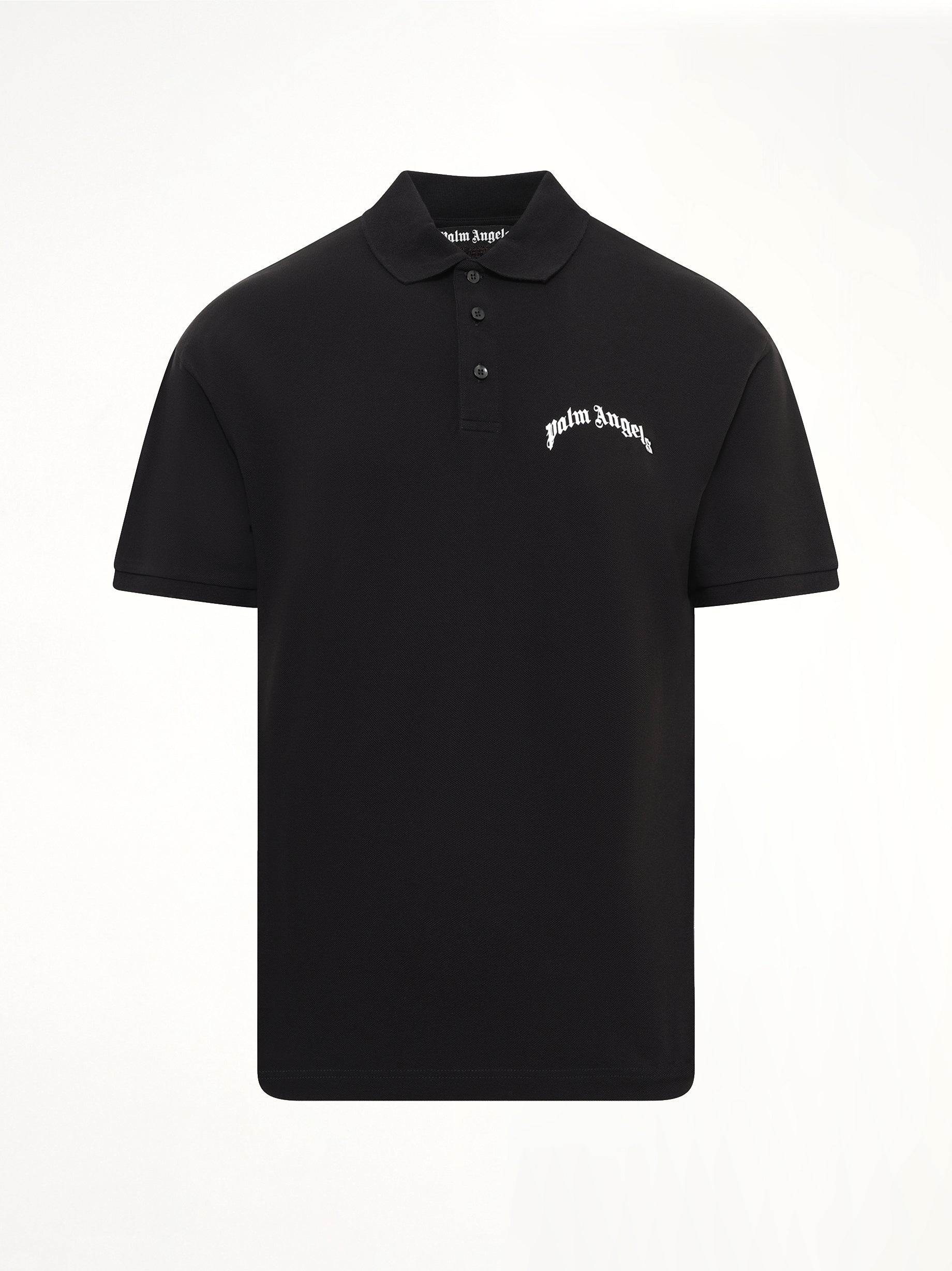 Back Curved Logo Polo S/S in Black/Off White