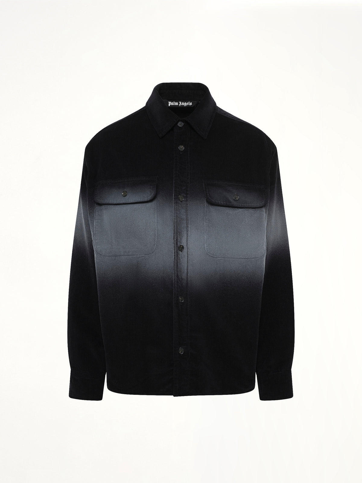 Faded Effect Classic Logo Loose Overshirt in Black/Off White