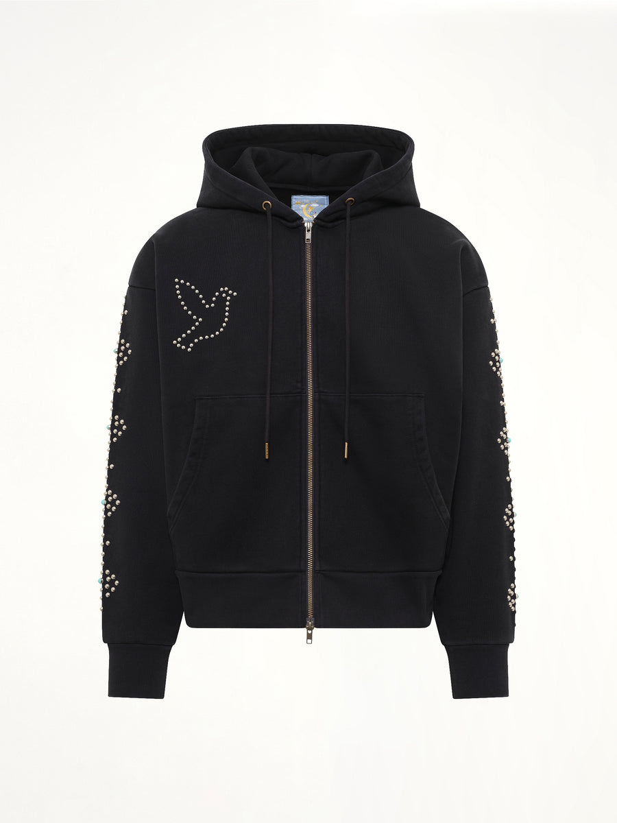Dove Eye Studded Hoodie in Black