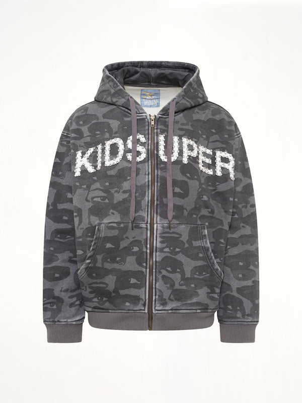 Face Camo Hoodie in Black