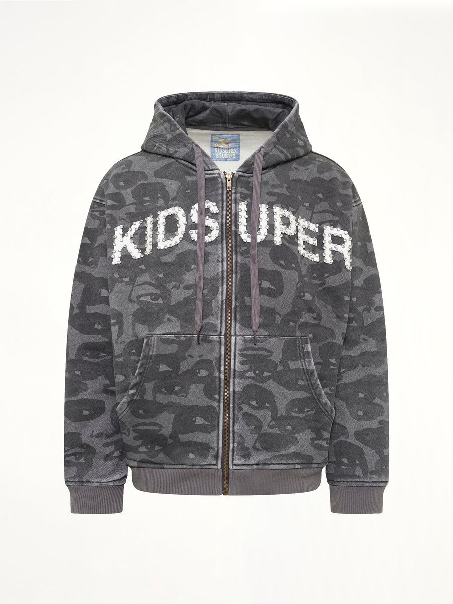 Face Camo Hoodie in Black
