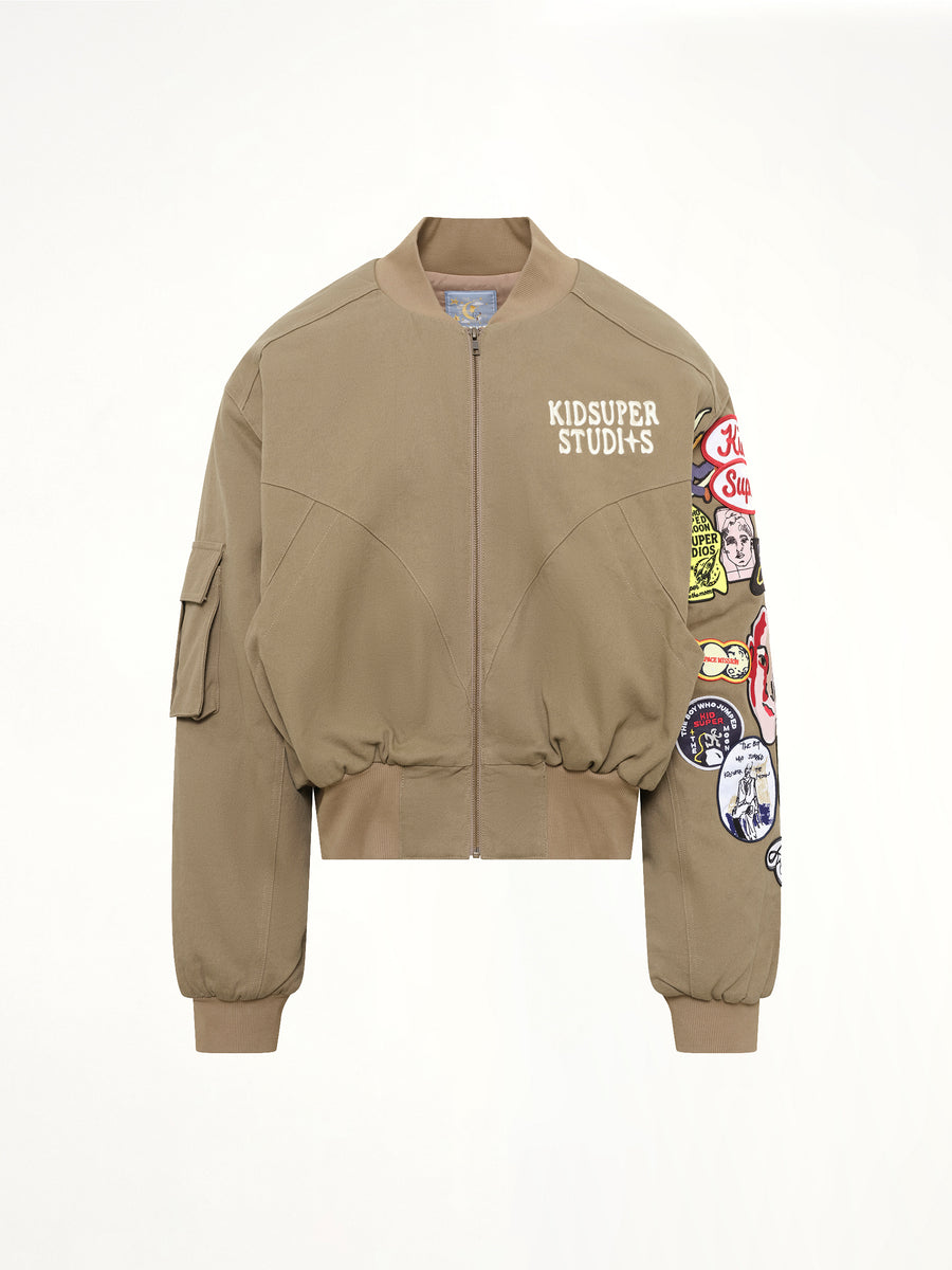 Patches Bomber Jacket in Green