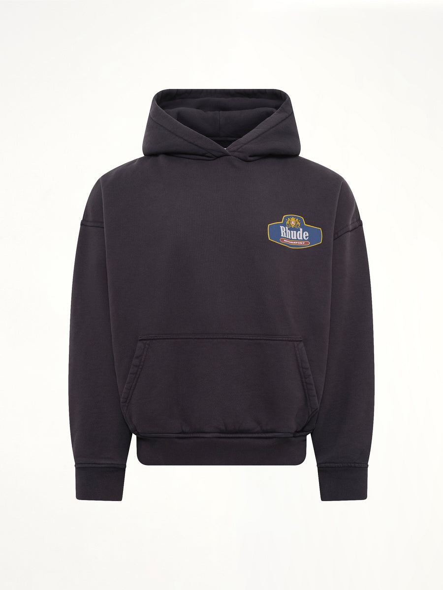 Racing Crest Hoodie in Vintage Black