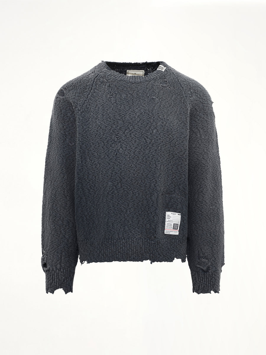Sun Faded Knit Pullover in Black