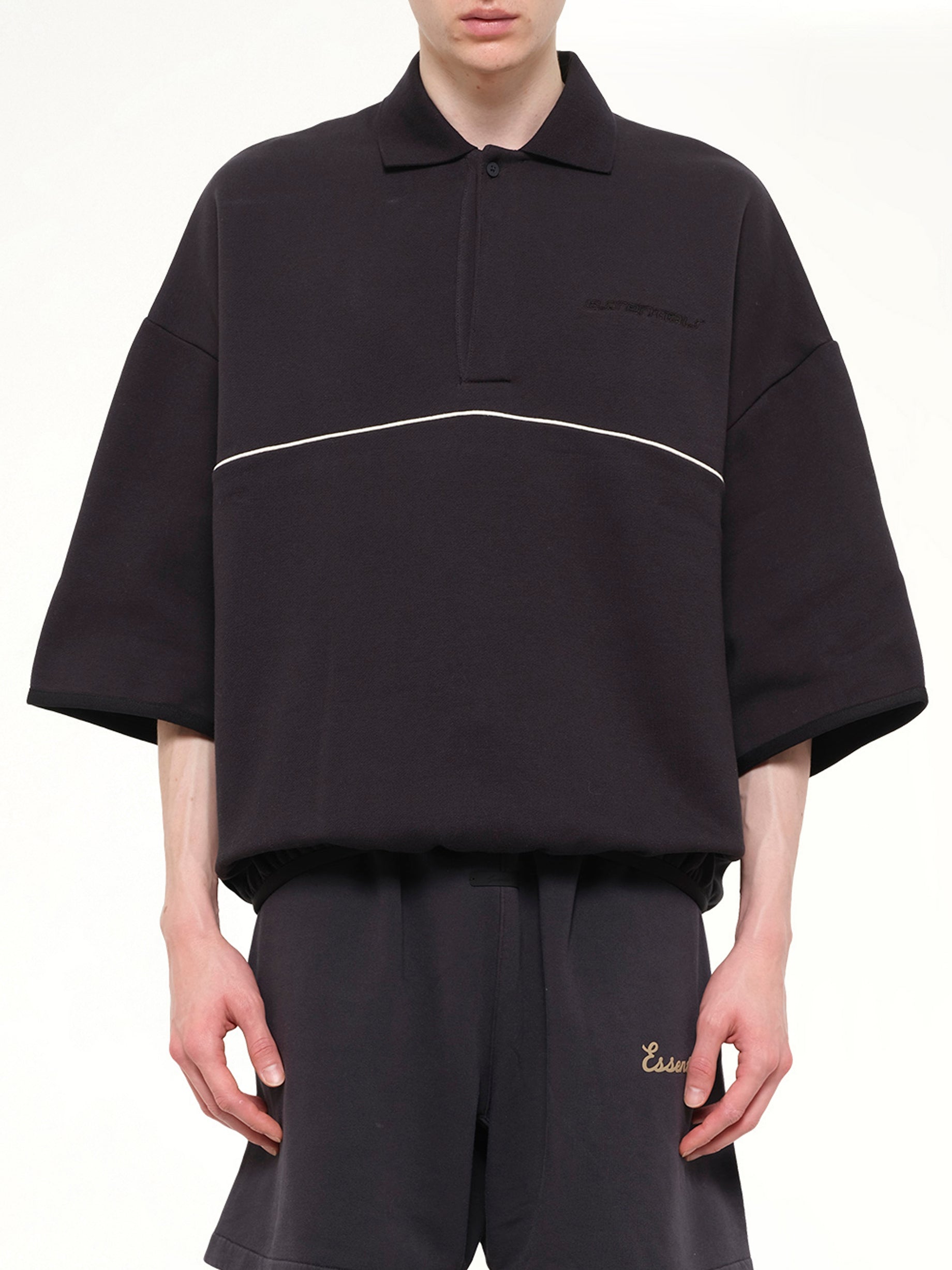 Active Trace 3/4 Sleeve Polo Sweatshirt in Vintage Black