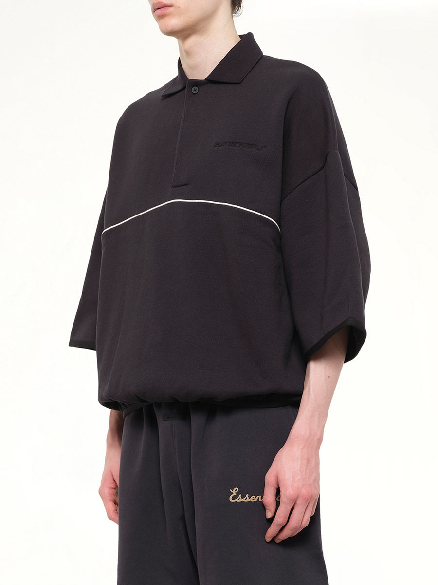 Active Trace 3/4 Sleeve Polo Sweatshirt in Vintage Black