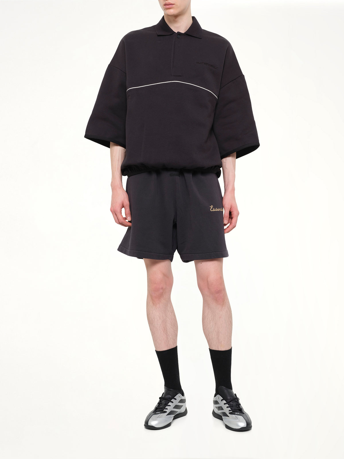 Active Trace 3/4 Sleeve Polo Sweatshirt in Vintage Black