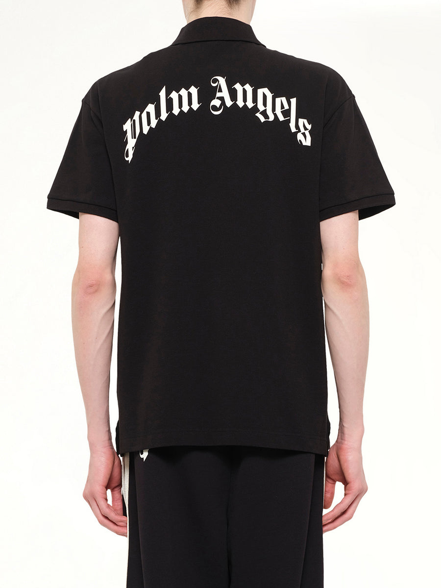 Back Curved Logo Polo S/S in Black/Off White