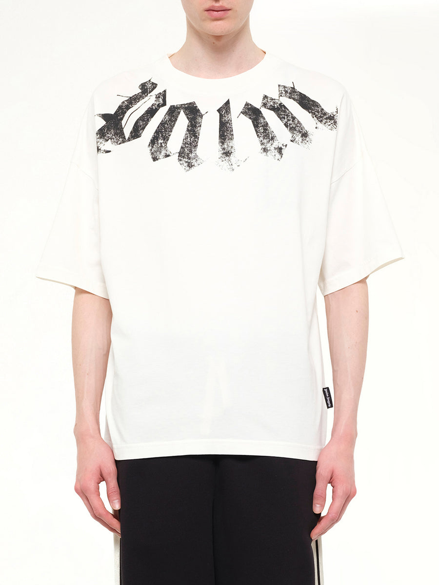 Big Neck Logo Loose T-Shirt in Off White/Black
