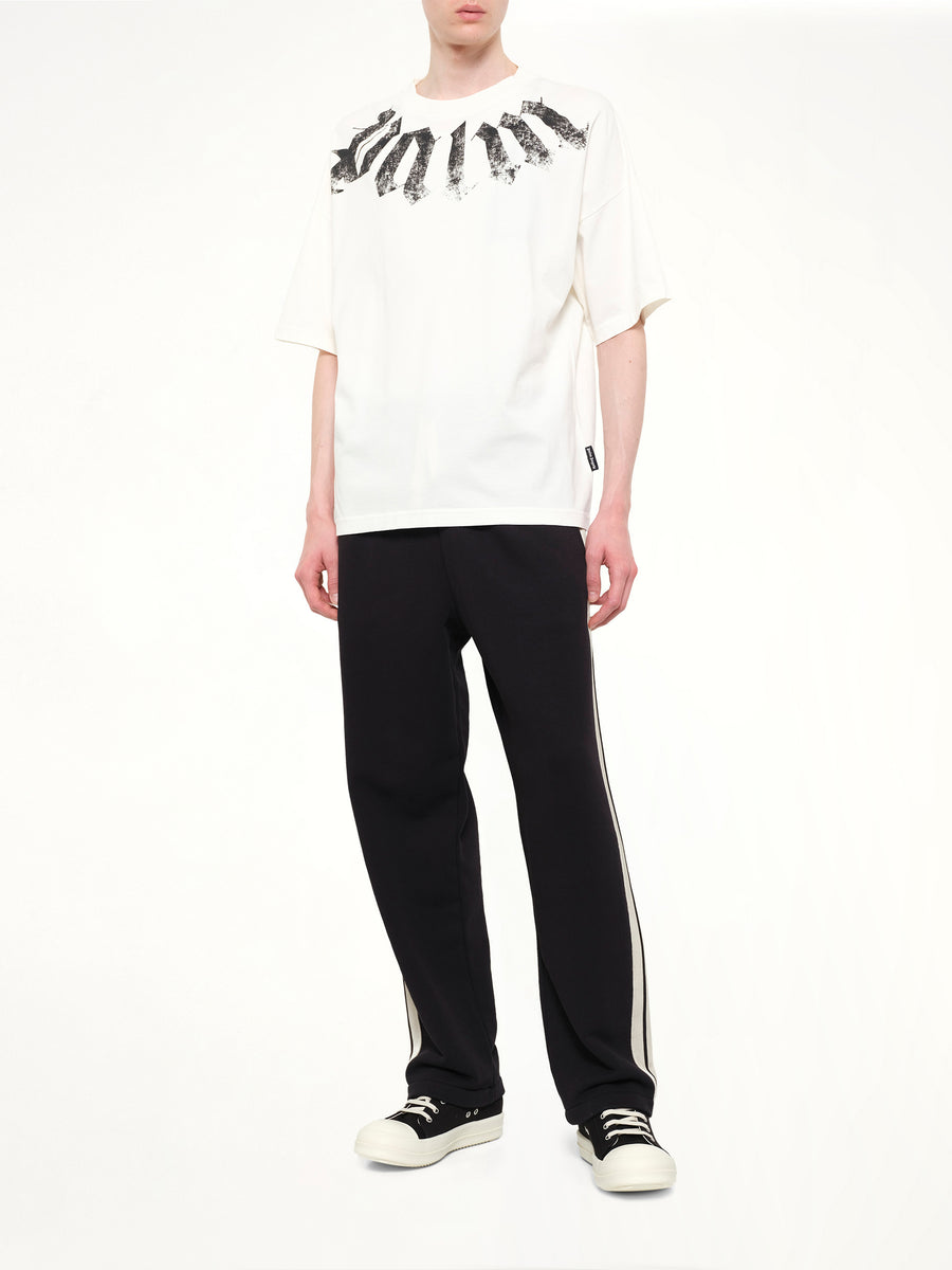 Big Neck Logo Loose T-Shirt in Off White/Black