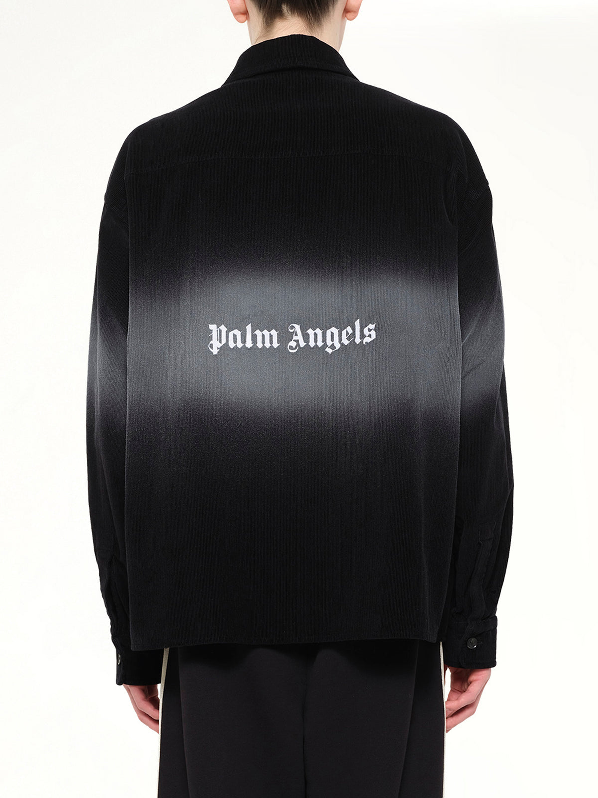 Faded Effect Classic Logo Loose Overshirt in Black/Off White