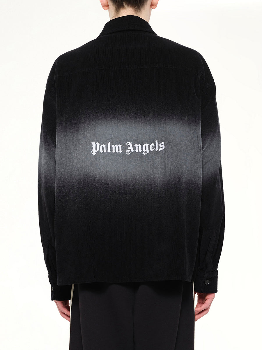 Faded Effect Classic Logo Loose Overshirt in Black/Off White
