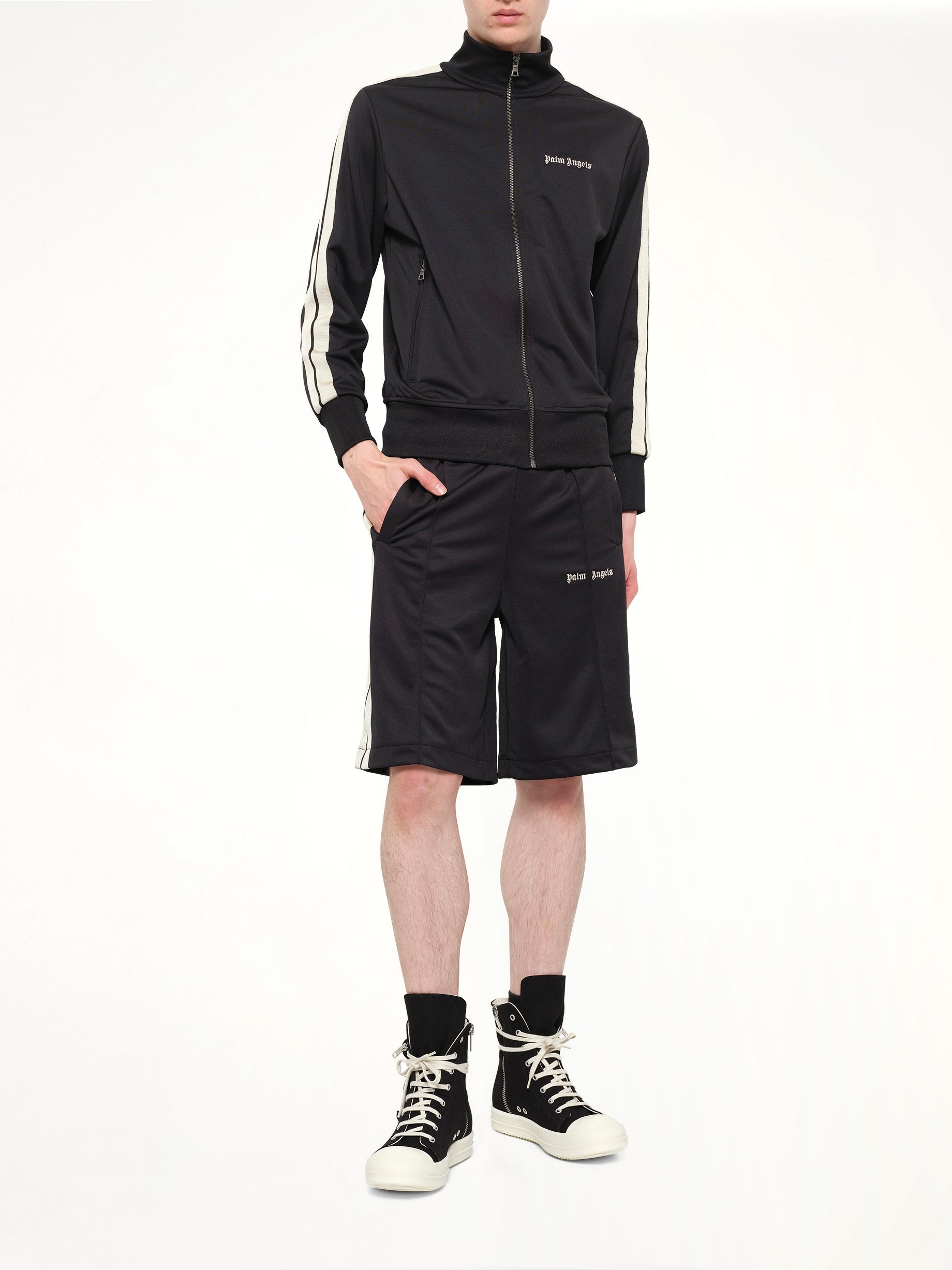 Classic Logo Track Shorts in Black/Off White