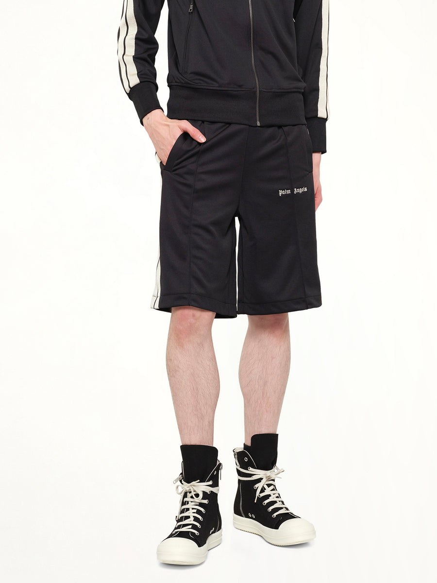 Classic Logo Track Shorts in Black/Off White