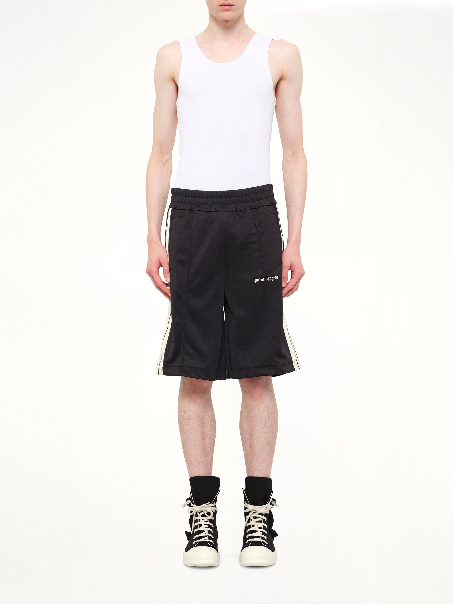 Classic Logo Track Shorts in Black/Off White