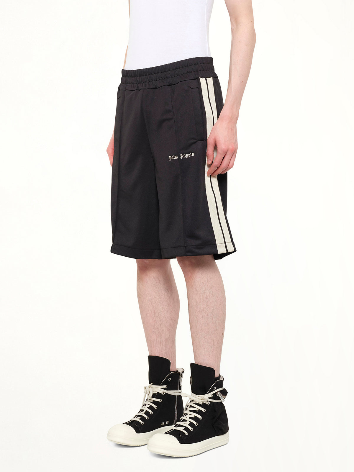 Classic Logo Track Shorts in Black/Off White