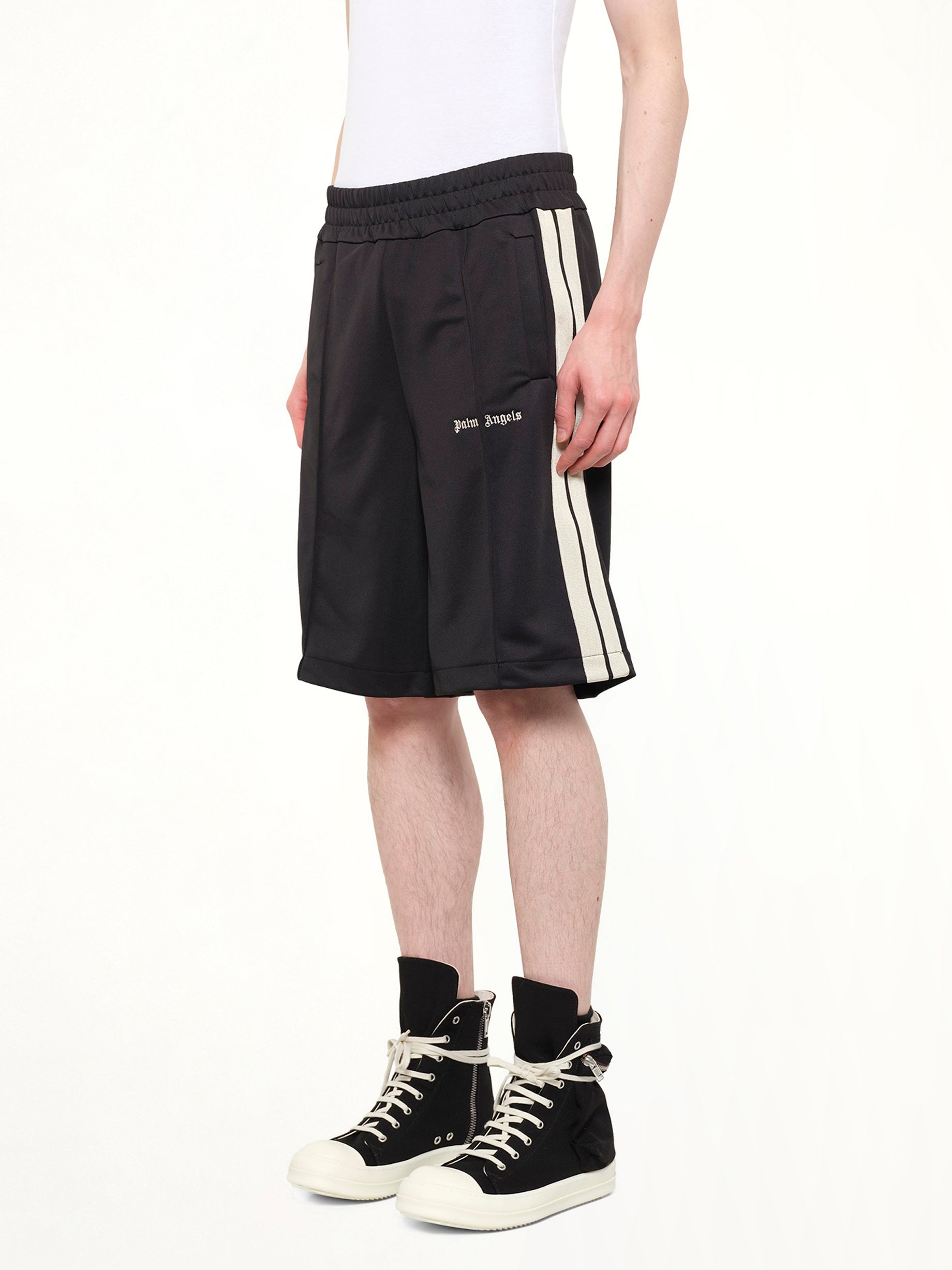 Classic Logo Track Shorts in Black/Off White