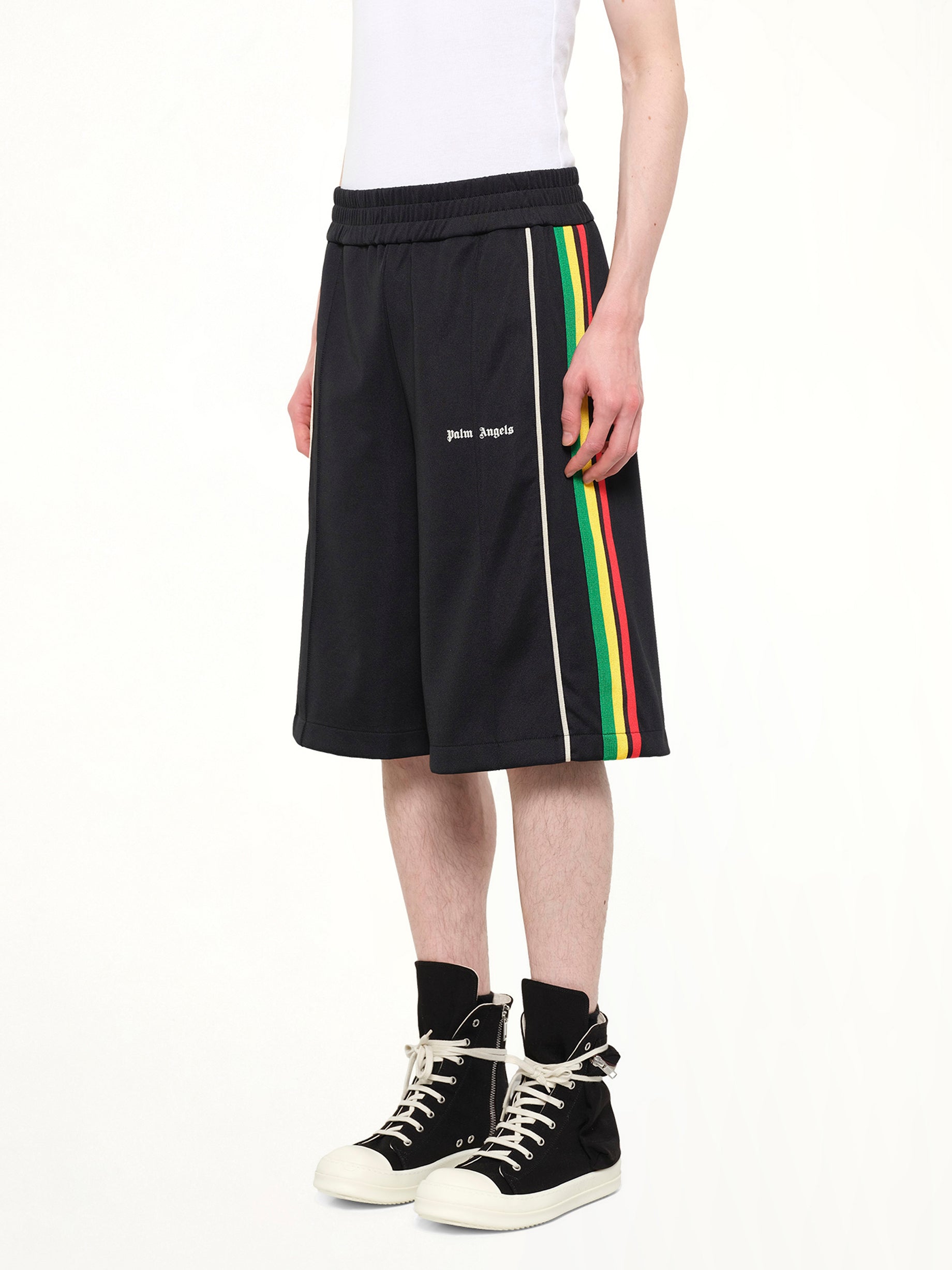 J Classic Logo Vint Track Shorts in Black/Off White
