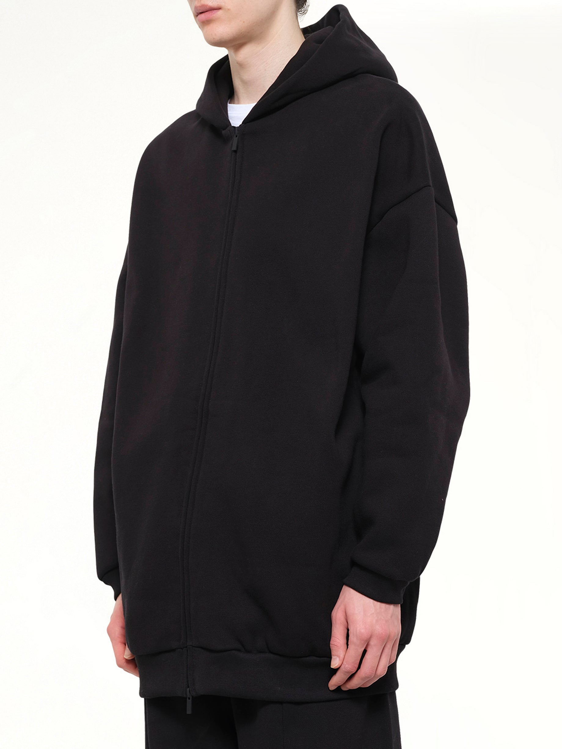 Property Lounge Long Zip Hoodie in Black