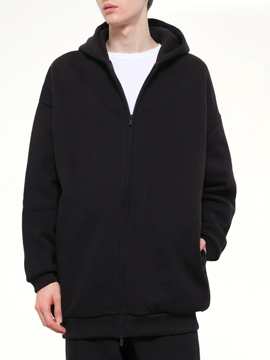 Property Lounge Long Zip Hoodie in Black