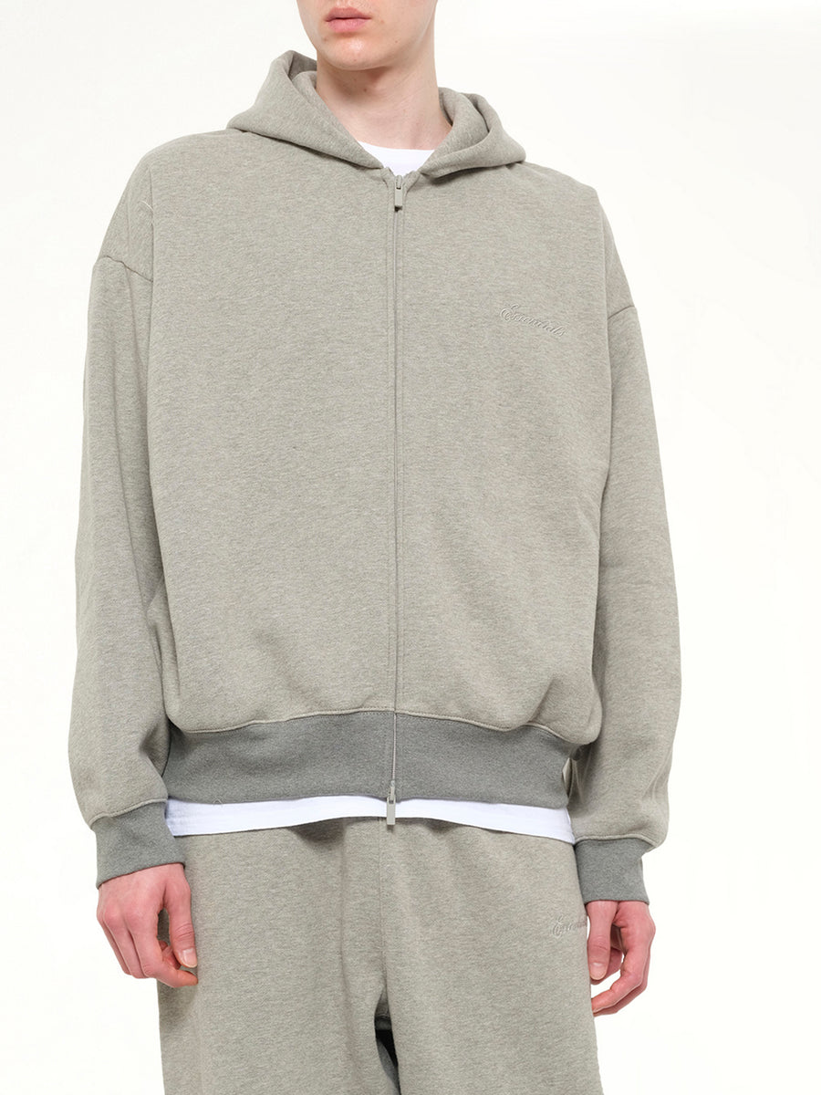 Signature Classic Full Zip Hoodie in Concrete Heather