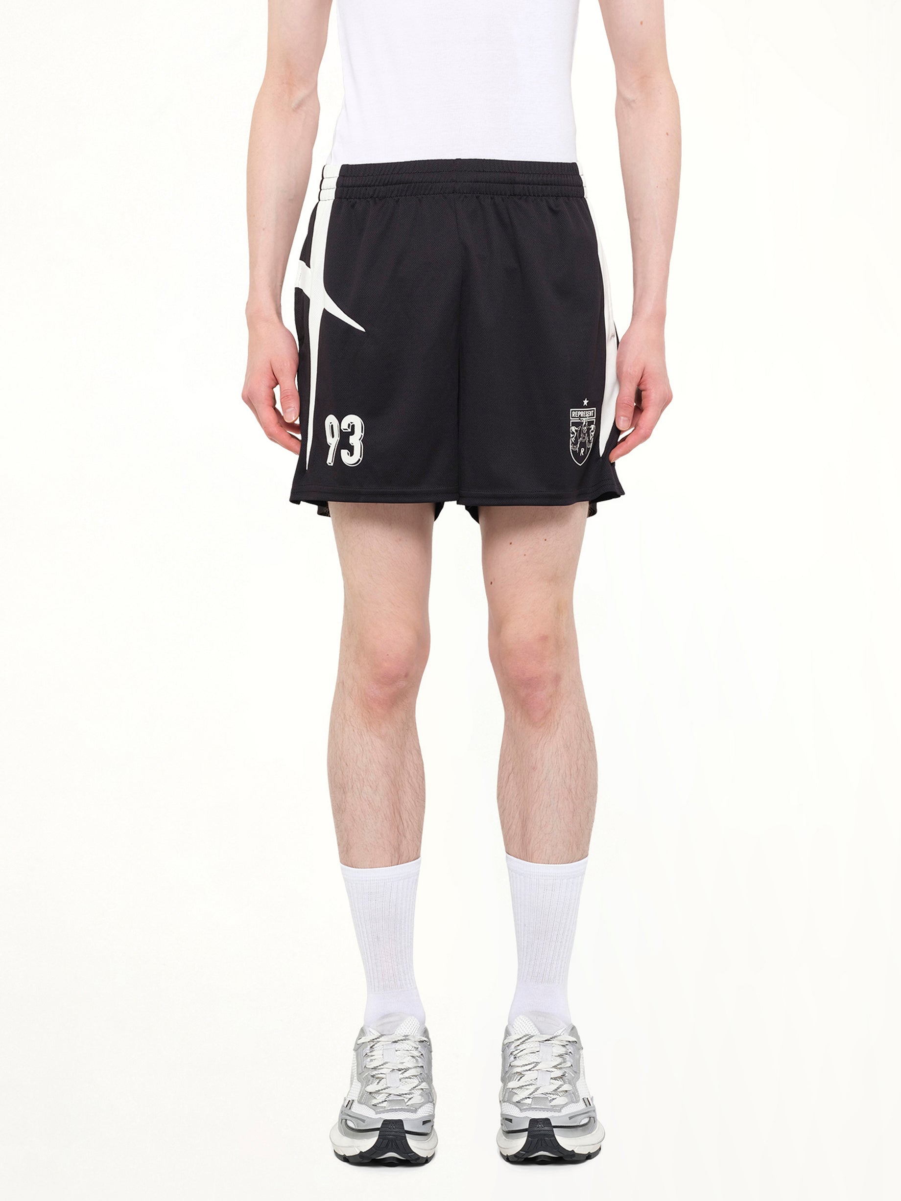 Star Foorball Panelled Shorts in Jet Black
