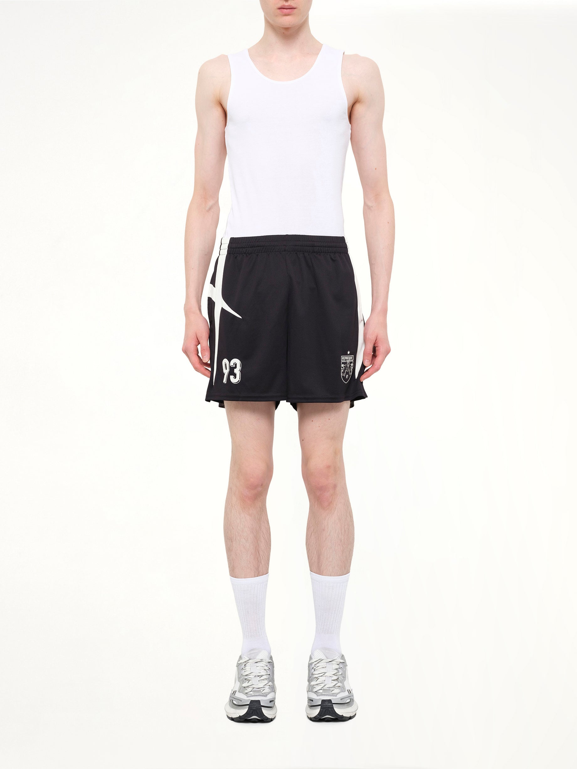 Star Foorball Panelled Shorts in Jet Black