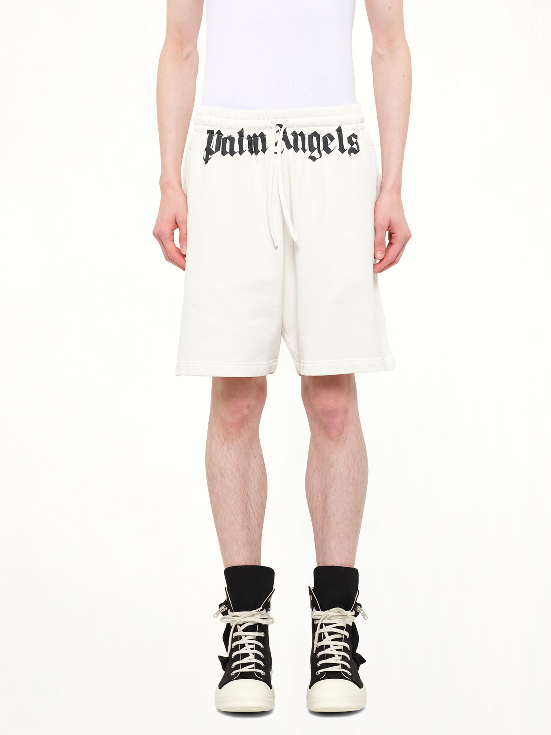 Waist Logo Sweatshorts in Off White/Black