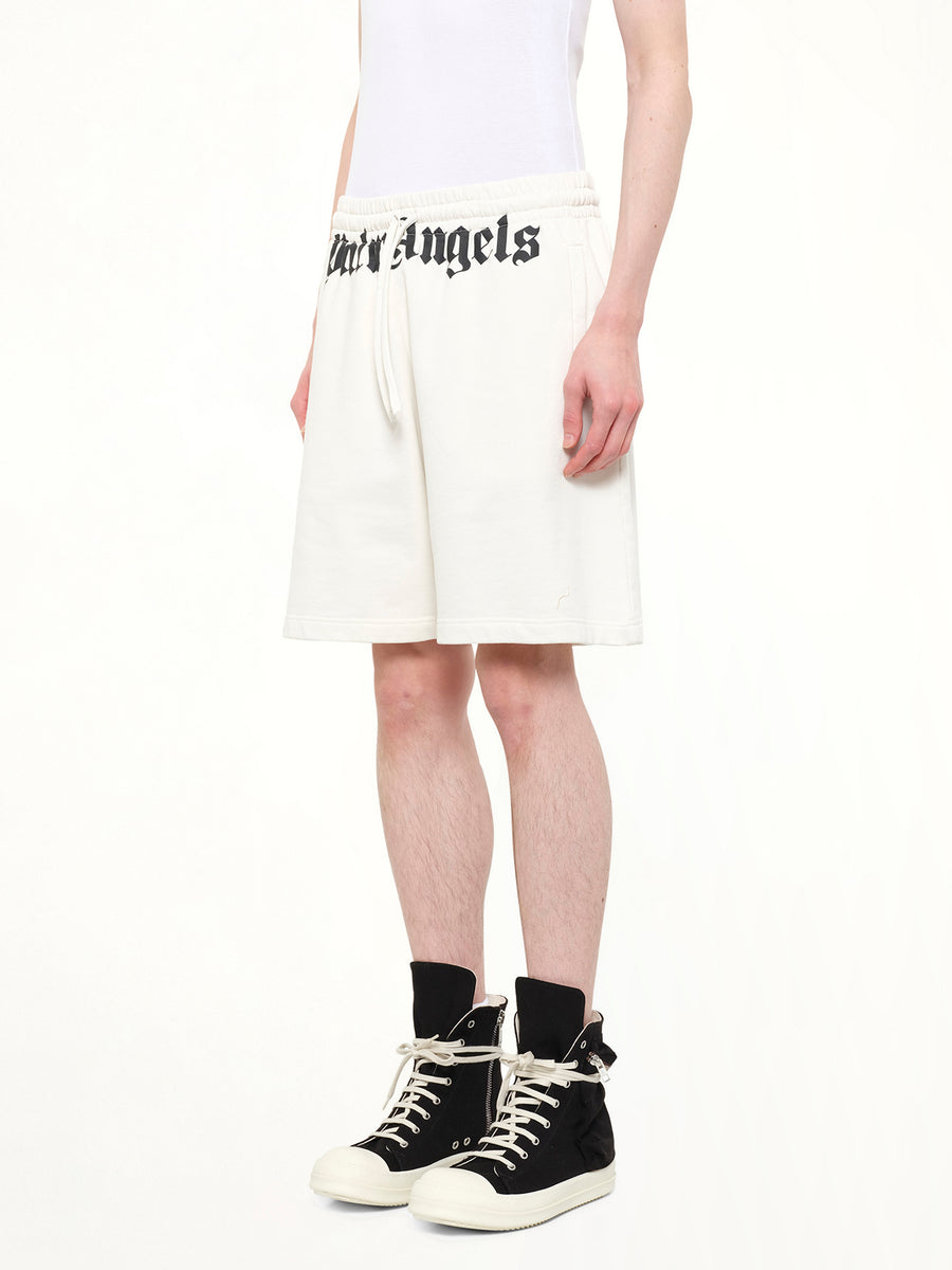 Waist Logo Sweatshorts in Off White/Black