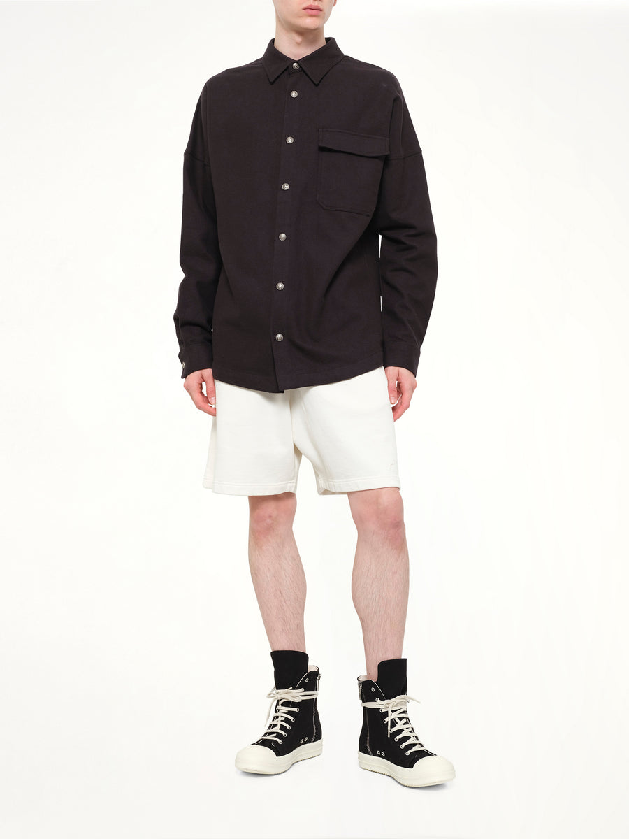 Waist Logo Sweatshorts in Off White/Black